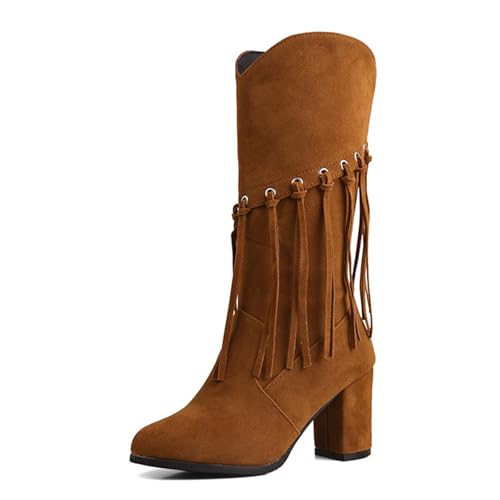 Bottes hautes bout rond femmes escarpins talons hauts épais 8 cm chic