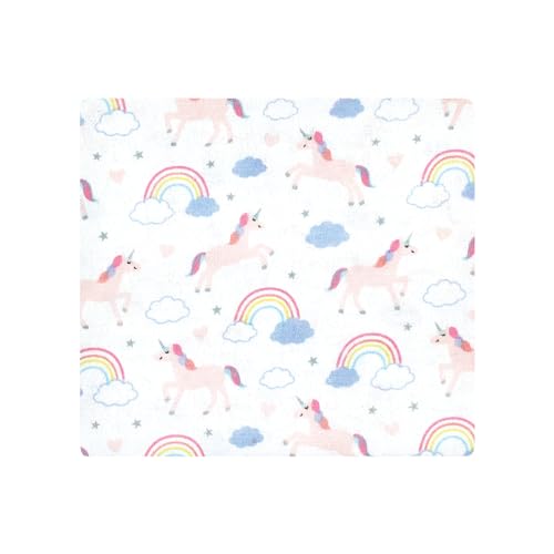 Image of Hudson Baby Unisex Baby Cotton Flannel Receiving Blankets Bundle, Unicorns Rainbows, One Size (Pack of 2)