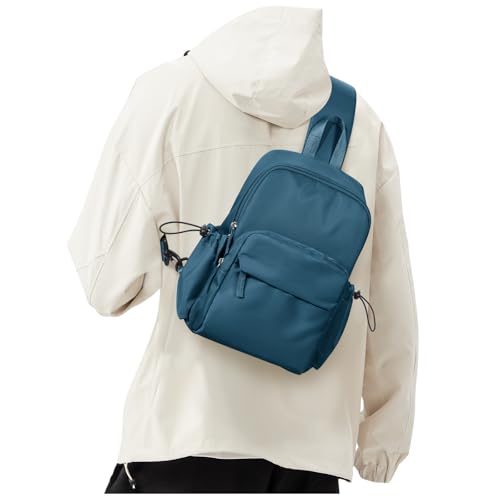 Sling Crossbody Bag for Men Women, Tactical Backpack Shoulder Daypack Mini Anti-Theft Motorcycle Chest Bags, Small One Strap Backpack for Casual Travel Hiking Outdoor Sports Blue