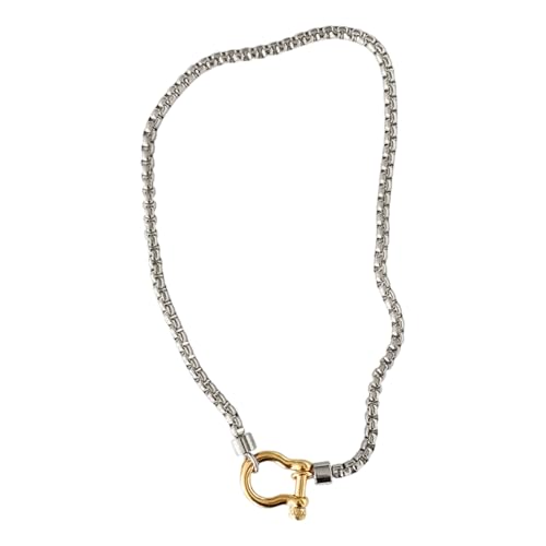 Fashionable Carabiner Lock Pendant Necklace Sturdy Stainless Steel Jewelry Accessory for Casual or Party Attire