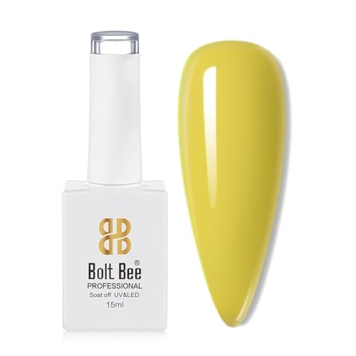 Image of Bolt Bee Lemon Yellow Color Gel Nail Polish Soak Off UV Gel DIY at Home Manicure Salon Nail Art (34, 15ml)