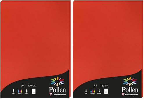 Papier d'invitation rouge corail A4 Clairefontaine Pollen 44267C 120g/m²