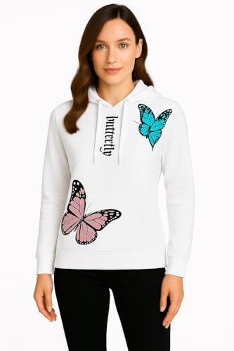 Image of Raves Womens Stylish Printed Hoodie | Trendy Cotton Fleece Hooded Sweatshirt for Women & Girls | Full Sleeve Winter Wear Pullover