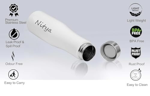 Image of customized water bottle | personalized water bottle | gifts for HIM /HER | water bottles for school | gift for employees | Pack of 1 | Corporate Gifts Black- 1000 ml (Flora White 1000ml)