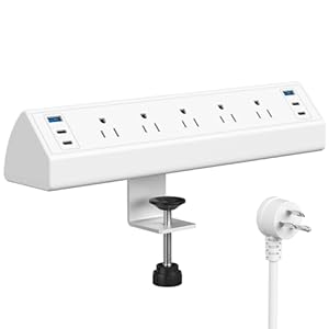 Desk Clamp Power Strip USB C,40W Total Fast Charging Station,4 PD 20W USB C Ports,Nightstand Edge Mount Power Strip with 6 USB Ports 5 AC Outlets Surge Protector,6ft Cord,Fit 1.6″ Tabletop Edge