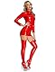 AIEOE Damen Mini PU Leder Kleid Reißverschluss Hohle Kleid Voll Intime Nachtwäsche Nachtclub Größe M Rot