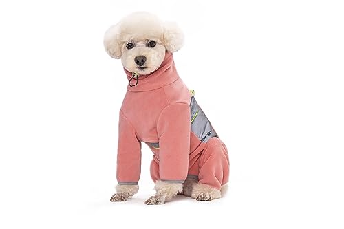 BT Bär Fleece Mantel für Hunde,4-Bein Ganzkörperjacke mit D Ring reflektierend,Verstellbarer Jumpsuit Reißverschluss Haustier Warme Wintermäntel für kleine Hunde Mittlere Hunde(XL,Rosa)