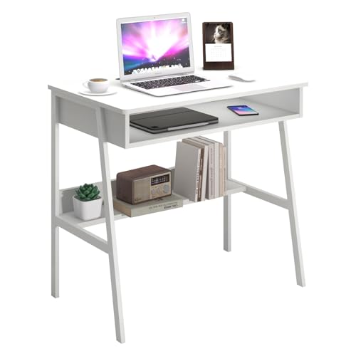 Small Computer Desk, Bureau de Travail, 31.5inch White Desk, Bureau Gaming Desk, Study Table, Sit...