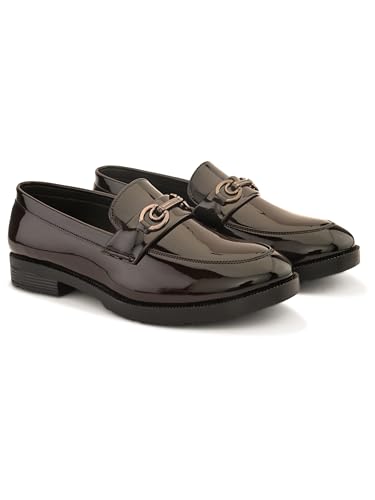 Image of STANPHORD Mens Loafers Textured Formal Slipon Loafers with Metal Accent for Party & Formal Occasion