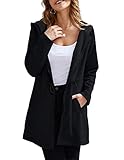 Leaduty Womens Long Hoodies Zip Front Cardigan Sweatshirts Cozy Fleece Jacket Coat(Black,Medium)