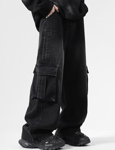 Y2K Denim Cargo Denim Sweatpants Vintage Baggy Skater Jeans Streetwear High Waisted Denim Pant2