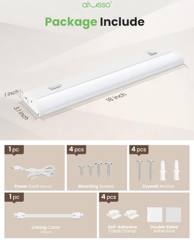 Image of ALUSSO Plug-in 120V Under Cabinet Lighting 18 Inch Counter Kitchen Closet