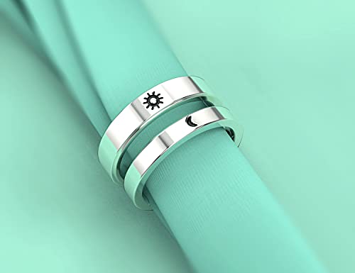 Promise Rings for Couples,Matching Rings for Best Friends,Sterling Silver Wedding Rings Set for Him and Her Gold,Sun and Moon Ring for Boyfriend and Girlfriend,Customized Gifts for Engagement2