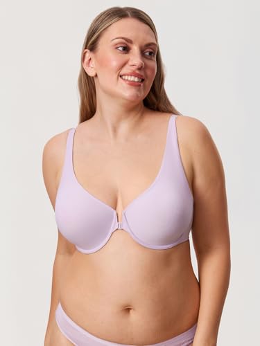 Image of DELIMIRA Women's Front Closure Bras Seamless Plus Size Plunge Underwire Unlined Comfortable Bra