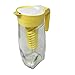 HTUK® - Caraffa in vetro con infusore per acqua, 1,5 l, con supporto per coperchio e inserto per infusore, per frutta ed erbe aromatiche, colore: giallo