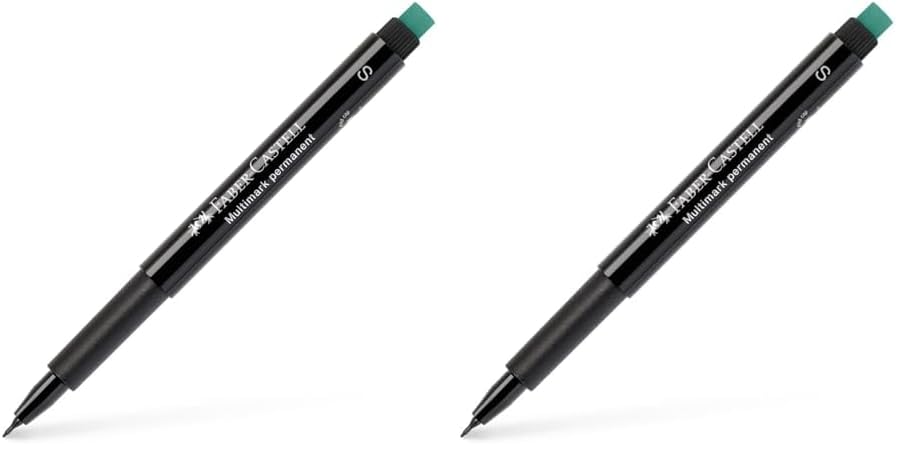 Faber-Castell 152399 - Marcatore Multimark S, permanente, nero, 1 pz. (Confezione da 2)