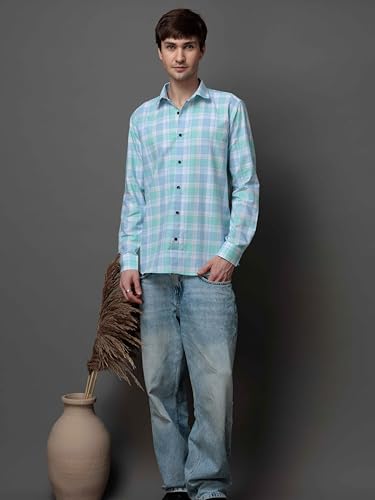 Image of NoseQueen Men's Checked Cotton Shirt | Full Sleeve Regular Fit Casual Shirt for Men | Soft Breathable Checkered Shirt