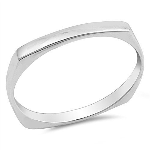 Square Dome Modern Minimalist Thumb Sterling Silver Ring Size 9