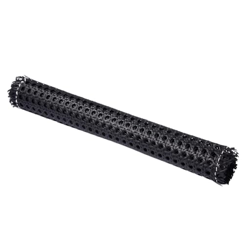 FUANA Rouleau de maille en rotin pour cannage de chaises, 35 à 60 cm de largeur et 100 à 200 cm de long, fibre synthétique de polyéthylène noire pour réparation de meubles, ustensiles de cuisine