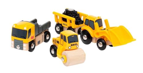 BRIO Construction Vehicles - Premium Wooden Toy Train Set | Fun and Educational | Easy Magnetic Couplings | FSC Certified Wood | Ideal Christmas or Birthday Gift