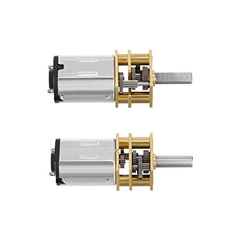 QMseller 2Pcs Micro Speed Reduction Motor DC 3V 50RPM with Full Metal Gearbox 0.15A Electric Gear Box Motor with 2 Terminals for DIY RC Toy Cover
