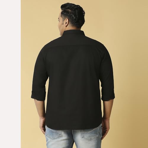 Image of Thomas Scott Men's Plus Size Cotton Casual Shirt | Regular Fit | Long Sleeves | Spread Collar | Solid | Soft & Breathable | Everyday Comfort Shirt for Men