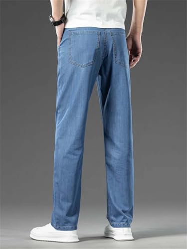 Men's Summer Thin Jeans Loose Straight Classic Business Wide Leg Denim Pants2