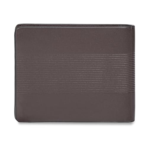 Image of Tommy Hilfiger Men's Leather Wallet Napier | Brown Embossed Global Bi-Fold with Coin Pocket | Stylish Purse for Gents