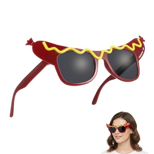 Lunettes Hot Dog, Femmes Hot Dog Décoratifs drôles Lunettes de Maquillage Déguisement pour Mascarade Décoration de fête, comme sur la Photo