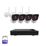 CasaCam VS2004 8-CH Wireless NVR | 4 1296p (2K) Full HD Cameras | Indoor-Outdoor, Dual PIR and VMD Sensors, AC Powered, Free APP, 1TB HDD Installed