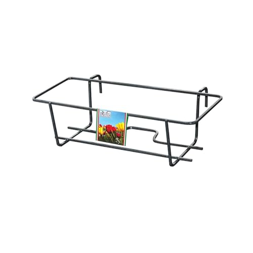 Decor Space Balconiera fissa 'Tulipano' portavaso rettangolare in ferro battuto fioriera 'Made in Italy' (50 cm, Fissa)