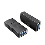 CableCreation USB 3.0 Female to Female USB Adapter, [2 Pack] USB Coupler USB 3.0 A Female to Female Extension Adapter, USB to USB Adapter, Black