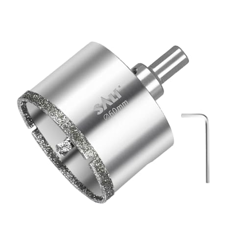SALI Diamond Drill Bit 60 mm Diamond Hole Saw Drill with Center Guide Bit Glass Hole Saw Core Drill Bit for Glass/Tile/Ceramic/Marble/Limestone/Fiberglass/Porcelain Cutting