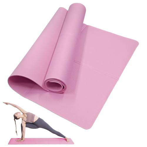 Classic Yoga Mat for Woman and Man, LULUWA Non Slip Portable 3mm Thick EVA Exercise Gym Mat for Fitness Yoga Pilates Workout Outdoor Camping Travelling (Pink)