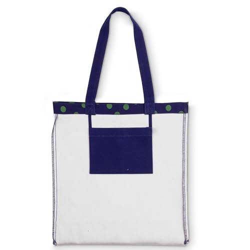 kate spade new york Cute Canvas Tote Bag for Women, Canvas Beach Bag, Tote with Pocket, Sonnet Dot3