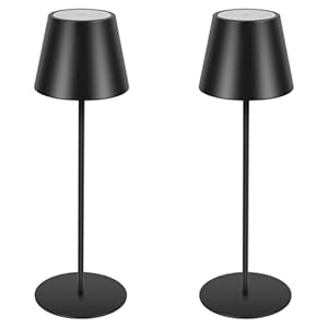 Cordless Table Lamp 2 Pack,Rechargeable Battery Operated Desk Lamp,Stepless Dimming Bottle Lamp,Waterproof Portable Night Light for Restaurant Coffee Bars,Home,Outdoor Party,Camping (Black)