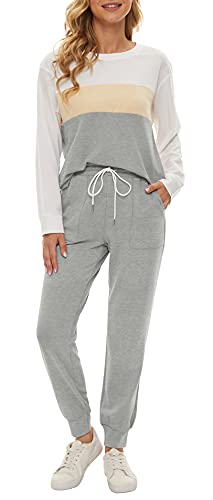 Image of Fengbay Two Piece Outfits for women Long Sleeve Crewneck Pullover Tops And Pants Sweatsuits Lounge Set with Pockets 2026