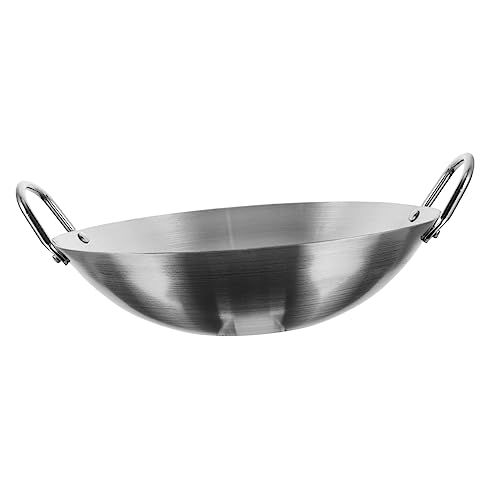 Wok de acero inoxidable con doble asa para cocina miniatura 1