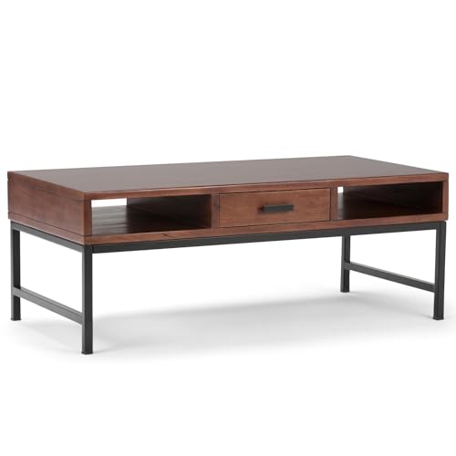 SIMPLIHOME Bedford SOLID WOOD Universal TV Media Stand, 53.9 inch Wide, Living Room Entertainment Center, Storage Cabinet with Glass Doors, for Flat Screen TVs up to 60 inches in Dark Tobacco Brown