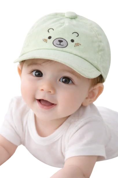 Nephar Baby Cotton Cap | Cute Teddy Bear Printed Hat | Soft & Breathable Summer Cap for Infants & Toddlers-picture-36