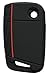 Horande 4 Button Silicone Key Cover Case Remote Fob Protector fit for VW 2016-2017 Golf Polo GTI 2018 2019 Tiguan Keyless Entry Remote Key Fob Skin (Black+Red)