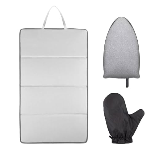 Yianyal - Tabla de vapor para ropa, soporte plegable para plancha vertical – colchón planchado con guantes para dormitorio apartamento casa cama mesa ropa encimera hotel camisa viaje