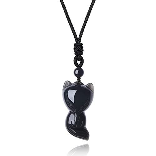 Pendentif renard en pierres véritables COAI sculpté à la main de qualité premium