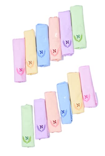 Image of ANTONIA Personalized Cotton Women's Handkerchiefs with Embroidered Initials, Assorted Colours (33 cm x 33 cm)