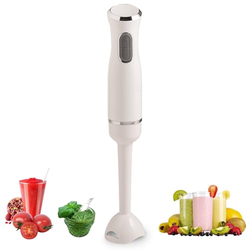 Innoliving Frullatore a Immersione, Potenza 400W, 2 Velocità con Tasto Turbo, Gambo Removibile, Lame in Acciaio INOX, Anello per Appendere, Potente e Versatile (Gambo in Plastica)