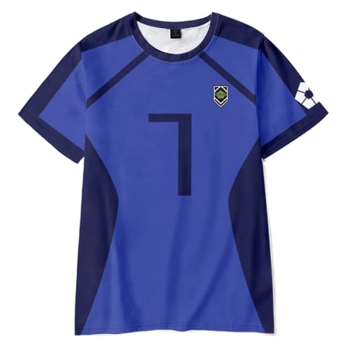 Zhongkaihua Seishiro Nagi - Camiseta de manga corta para entrenamiento deportivo de fútbol americano Isagi Yoichi, color azul, camiseta de secado rápido, ropa deportiva que absorbe la humedad, No