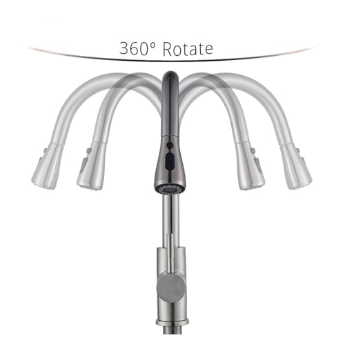 Robinet de cuisine avec douchette rétractable en nickel brossé