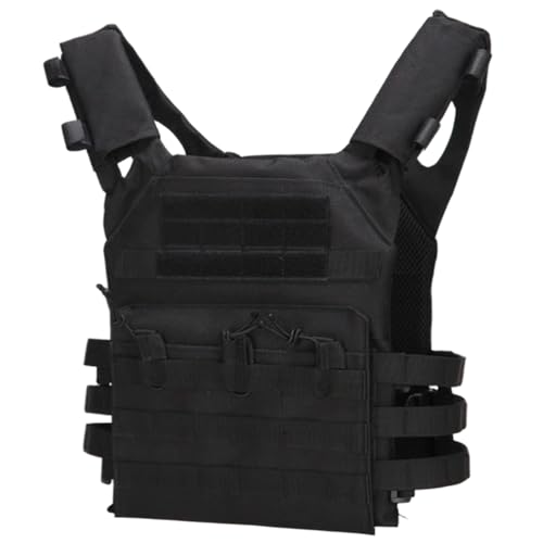Pineeseatile Colete à prova de balas, colete tático para homens e mulheres, portador de placa de segurança leve de libertação rápida para jogos de guerra de tiro de paintball ao ar livre, preto