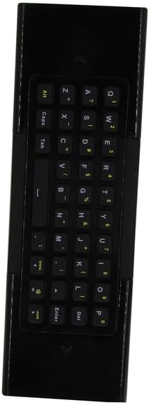 Detailní záběr view of the rear side of the remote control, showing the QWERTY keyboard layout.