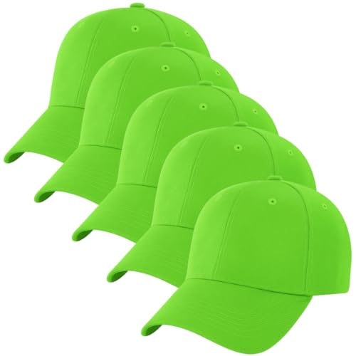 Recopilación de Gorras Bordadas favoritos de las personas. 44 Genérico Paquete 5 Gorras Económicas de Acrilico, Lisa, Cachucha Unisex, Ajustable, Ideal para Bordar y Campañas Publicitarias. (Verde Limon)